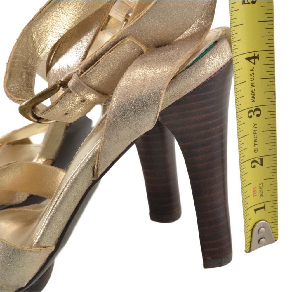 Ralph Lauren Gold Ankle Strap Heels - Picture 6 of 6